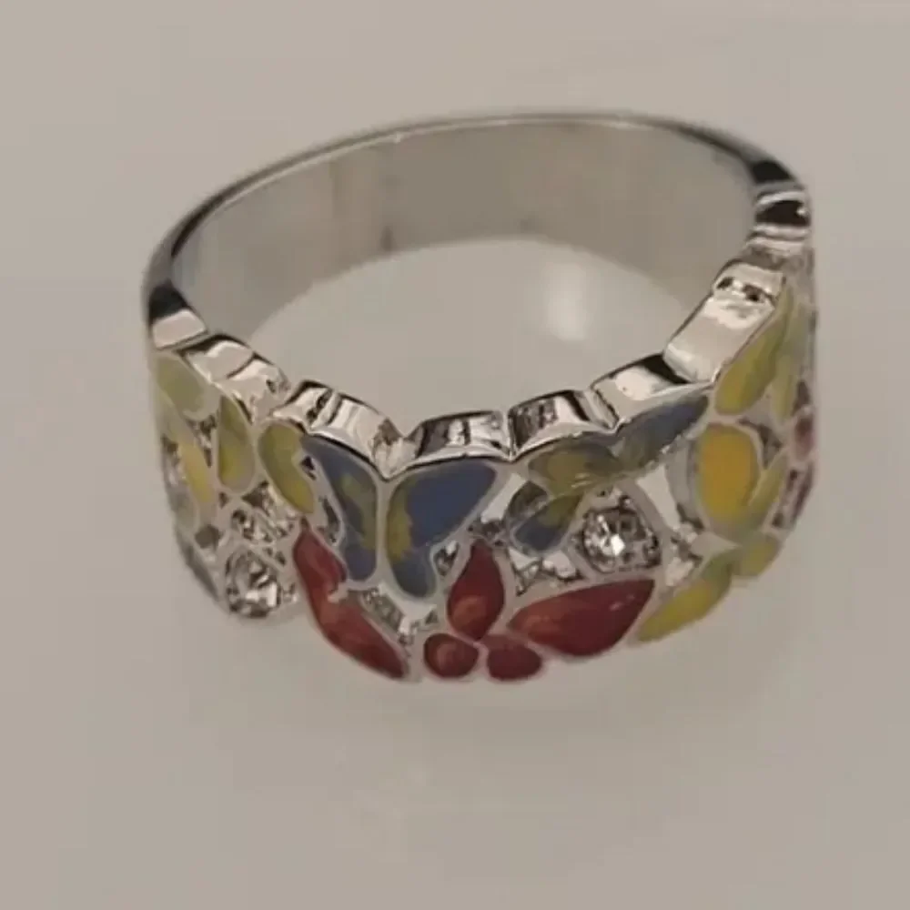 Colorful Enamel Butterfly Ring for women size 7